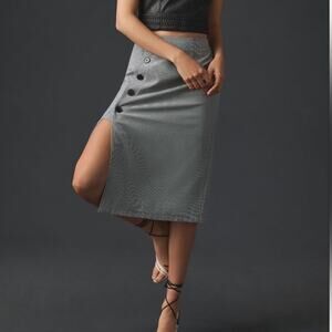 Anthropologie Mare Mare Button Down Skirt Houndstooth Print NEW